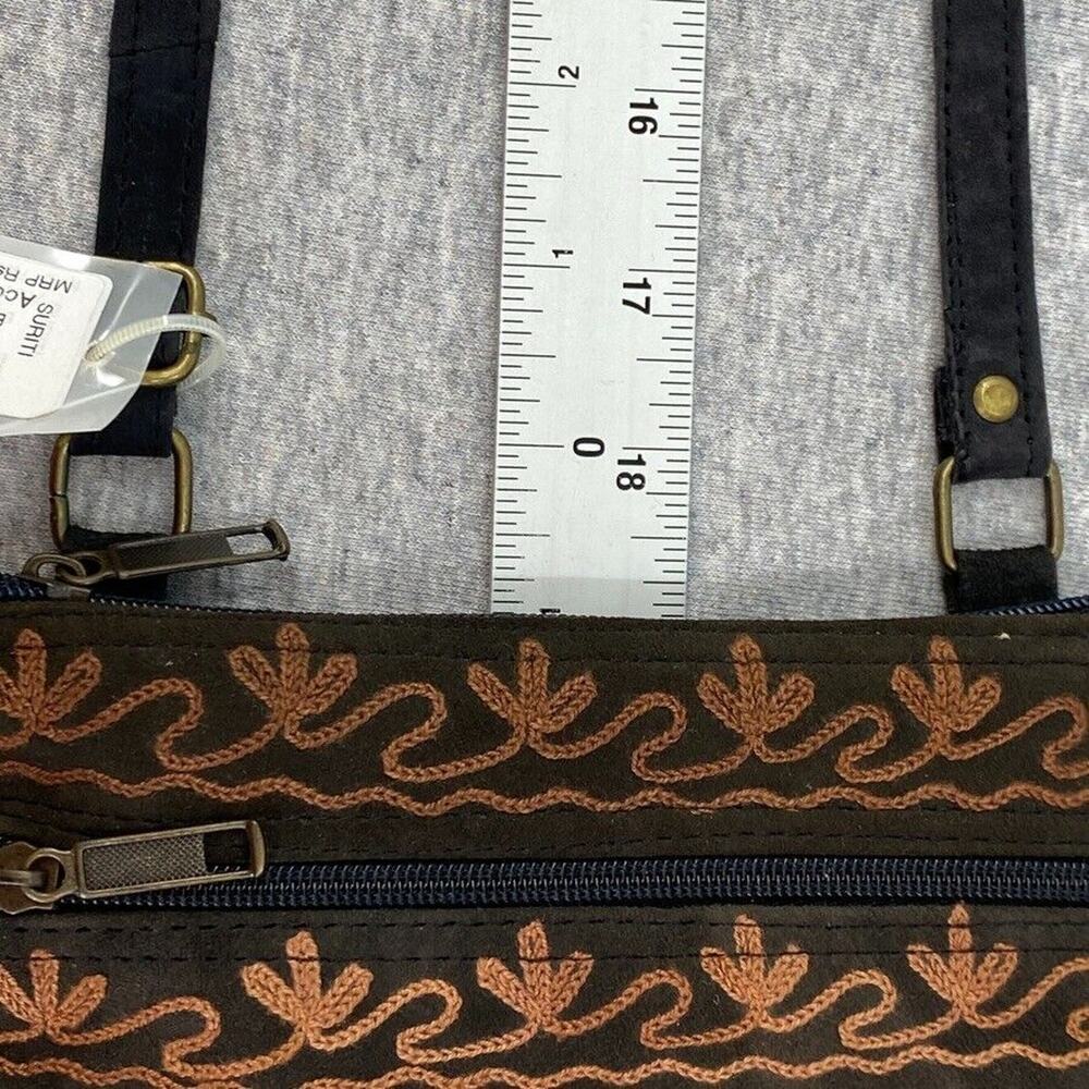 Suriti Purse Brown Suede Embroidered Crossbody Passport Holder Bag Boho Travel - Picture 12 of 12